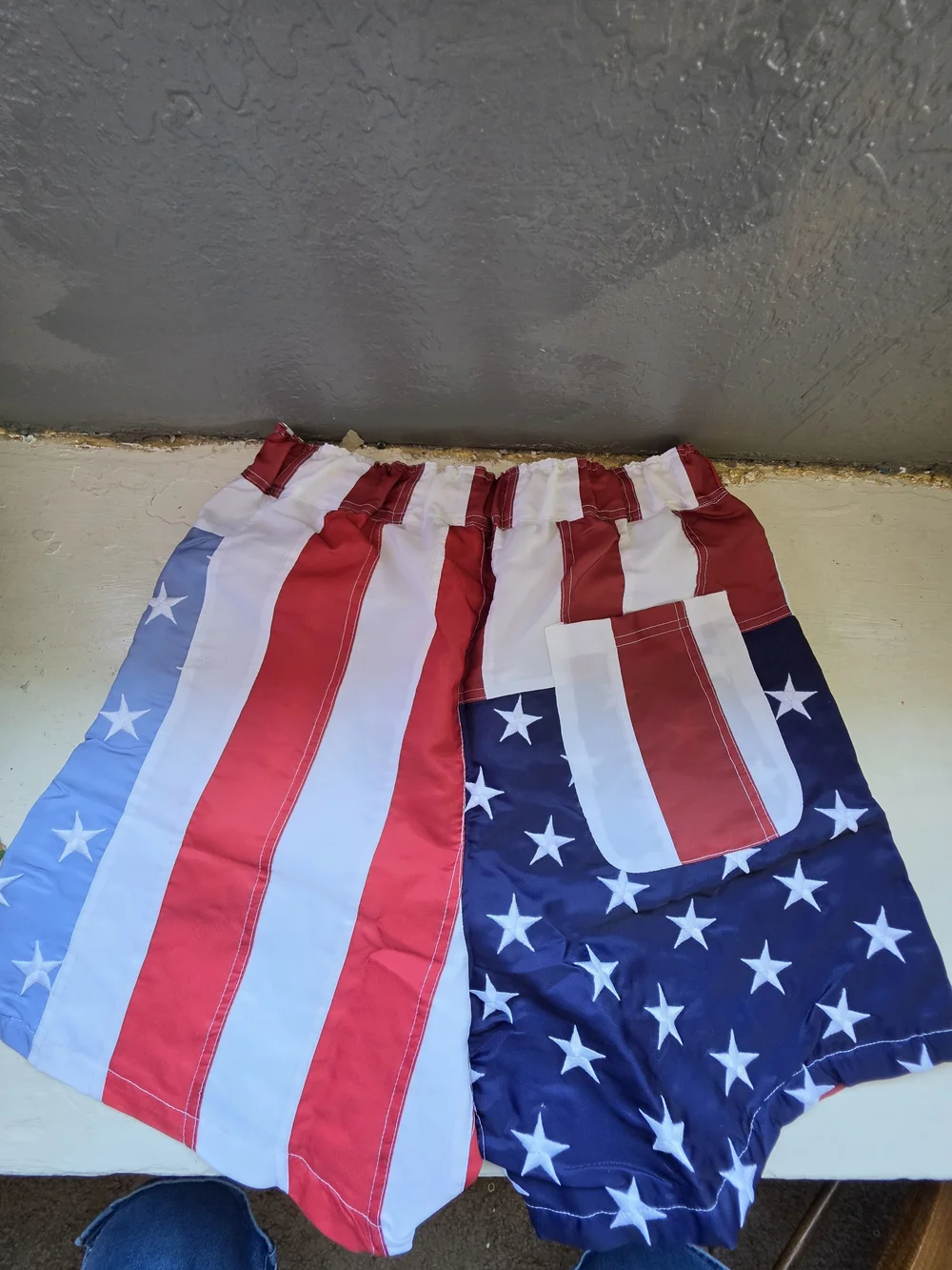 MNML Patriotic Stars & Stripes Swim Shorts in Red, White & Blue